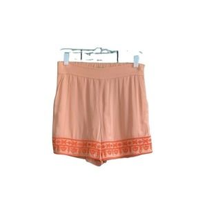 Gianni Bini Melon Rayon Embroidered Hem Midi Shorts Size S